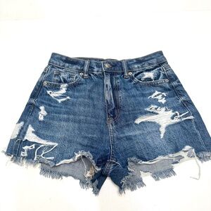 American eagle NWT blue denim distressed mom short size 0
